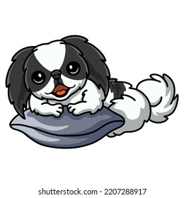 Cute japanese chin dog cartoon on the pillow