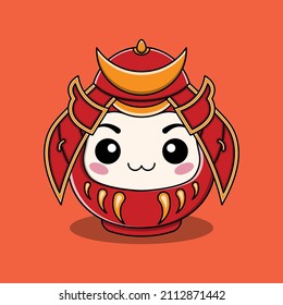 Daruma samurai japonés lindo, ilustración vectorial eps.10