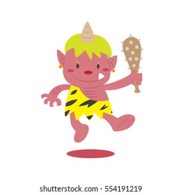 Cute Japanese demon called "oni" that can be used for setsubun (festival name in Japan) theme elements