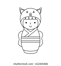 cute japanese doll with a disguise of a mouse