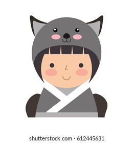 cute japanese doll with a disguise of a mouse