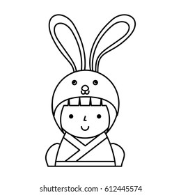 cute japanese doll with a disguise of a rabbit