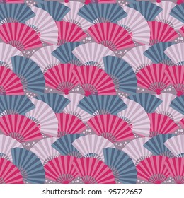Cute japanese fan colorful seamless pattern