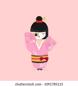 Cute Japanese  Geisha  dressed