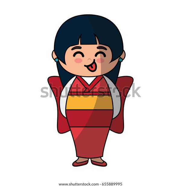 Cute Japanese Girl Cartoon Stock Vector Royalty Free 655889995 Shutterstock