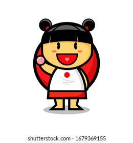 cute japanese girl vector illustration