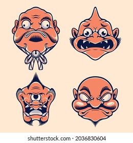 cute japanese mask vector set 