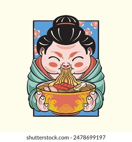 Cute Japanese ramen vector art