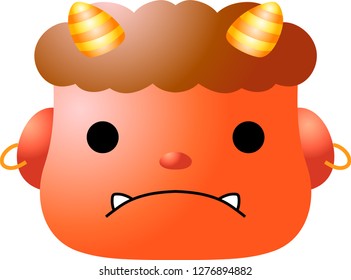 Cute japanese red Gradation demon Mask
