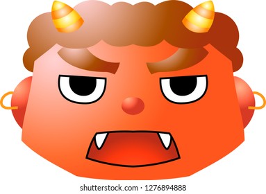 Cute japanese red Gradation demon Mask