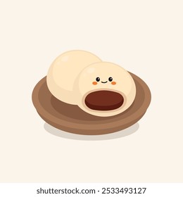Ilustração de Mochi de Bolo de Arroz Japonês Bonito