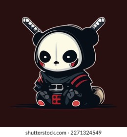 Cute japanese samurai panda vector illustration