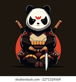 Cute japanese samurai panda vector illustration