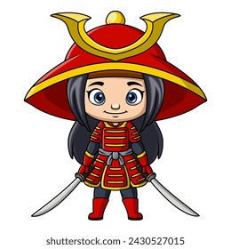 Cute japanese samurai warrior cartoon