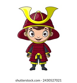 Cute japanese samurai warrior cartoon