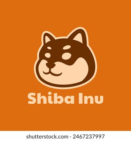 Cute Japanese Shiba Inu Dog Simple Logo Design