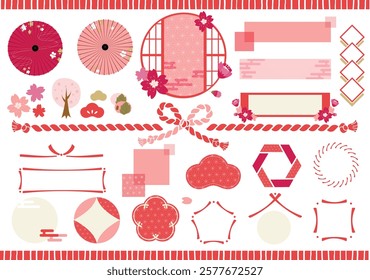 Cute Japanese spring design elements