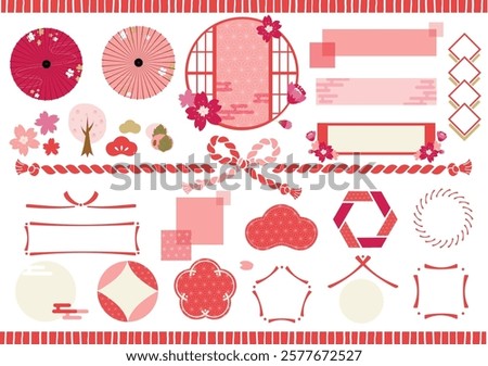 Cute Japanese spring design elements