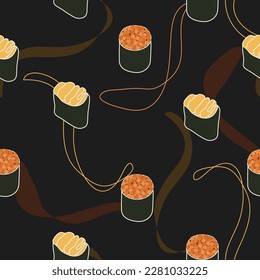cute Japanese sushi seamless pattern