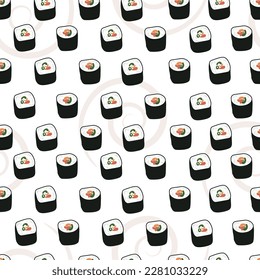 cute Japanese sushi seamless pattern