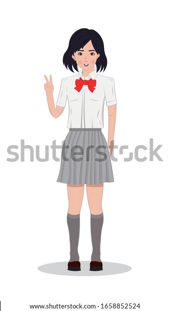 Cute Japanese Teen Girl Student Summer Stock Vector Royalty Free
