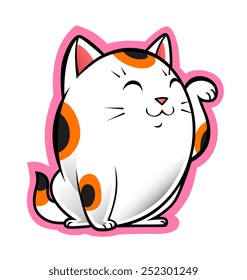 Cute japanese traditional cat on white background.