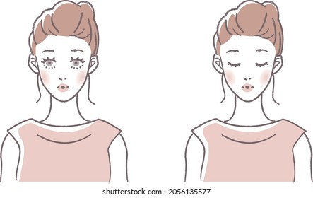 Cute Japanese woman beauty illustration