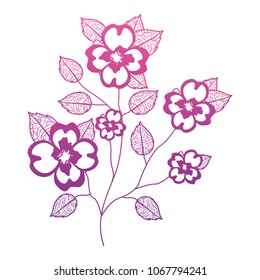 cute jasmine flower with leafs decorative