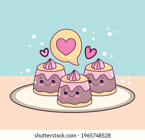 cute jellies cream hearts cartoon