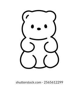 Cute jelly bear. Black and white illustration, hand drawn coloring.