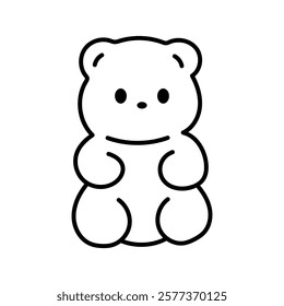 Cute jelly bear. Black and white illustration, hand drawn coloring.