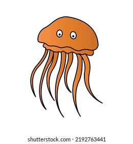 cute of jelly fish on cartoon version,vector illustration