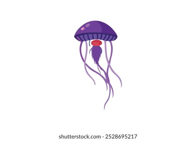 Cute Jelly Fish vector art illustration
