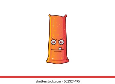 Cute Jelly Monster Angry. Vector Illustration. Isolated on white background.