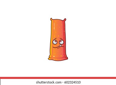 Cute Jelly Monster Sad. Vector Illustration. Isolated on white background.