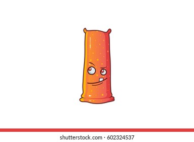 Cute Jelly Monster Thinking. Vector Illustration. Isolated on white background.