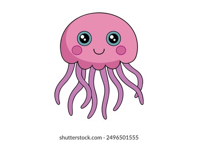 A Cute Jellyfish: Adorable Vector Illustration Art for Printable Graphics Design