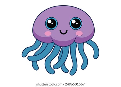 A Cute Jellyfish: Adorable Vector Illustration Art for Printable Graphics Design