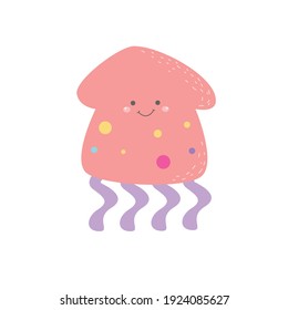 cute jellyfish animal character design vector template illustration