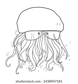 Cute jellyfish. Beach animal. Medusa in sunglasses. Summer vibe. Isolated illustration