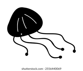 A cute jellyfish in black and white color. Doodle clip art for your projects.
