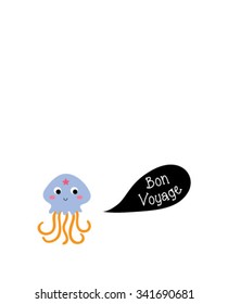cute jellyfish bon voyage message card
