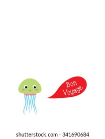 cute jellyfish bon voyage message card