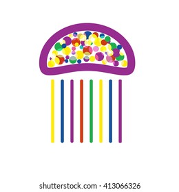 Cute jellyfish with bright dots inside. Stylized vector image of jellyfish