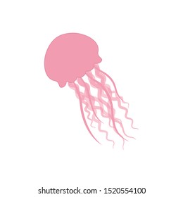 Cute jellyfish cartoon character Sea animal vector illustration Medusa vector illustration