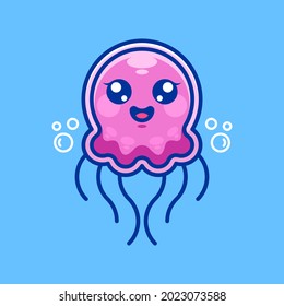 Cute jellyfish cartoon design character