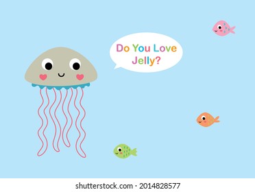 cute jellyfish cartoon drawing vector