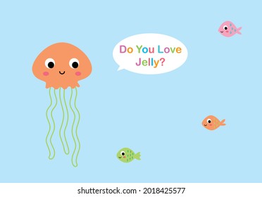 cute jellyfish cartoon drawing vector