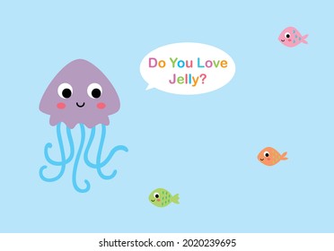 cute jellyfish cartoon drawing vector