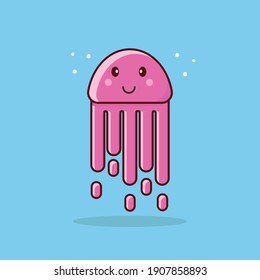 Cute jellyfish cartoon illustration vector
